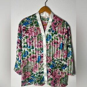 Victoria's Secret Womens Vtg Gold Label Floral Button Lounge Pajama Top S